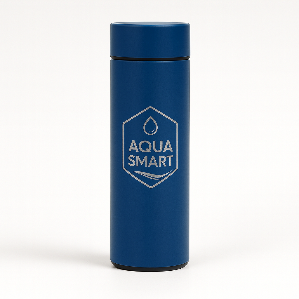 AquaSmart Blauw - Slimme RVS Waterfles met LED-display - 500mL