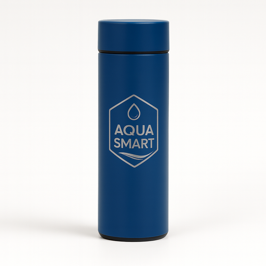 AquaSmart Blauw - Slimme RVS Waterfles met LED-display - 500mL