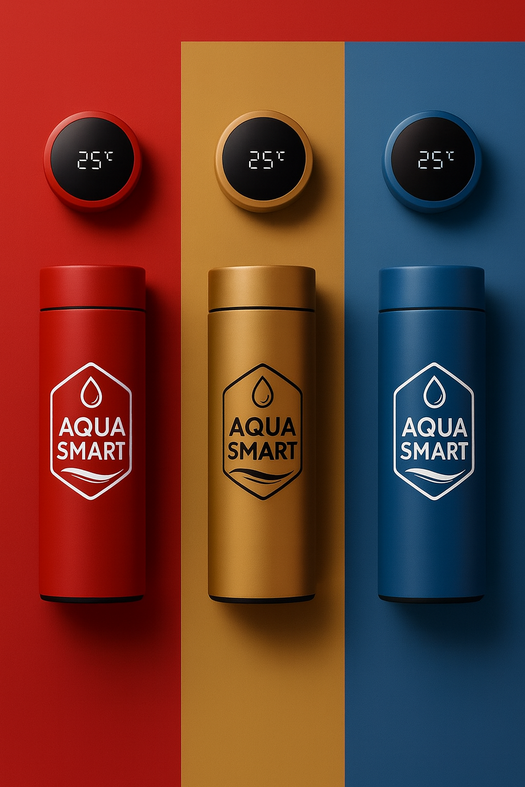 AquaSmart Goud - Slimme RVS Waterfles met LED-display - 500mL