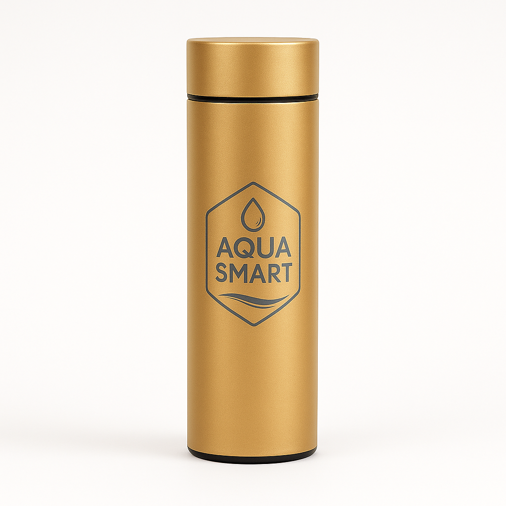AquaSmart Goud - Slimme RVS Waterfles met LED-display - 500mL