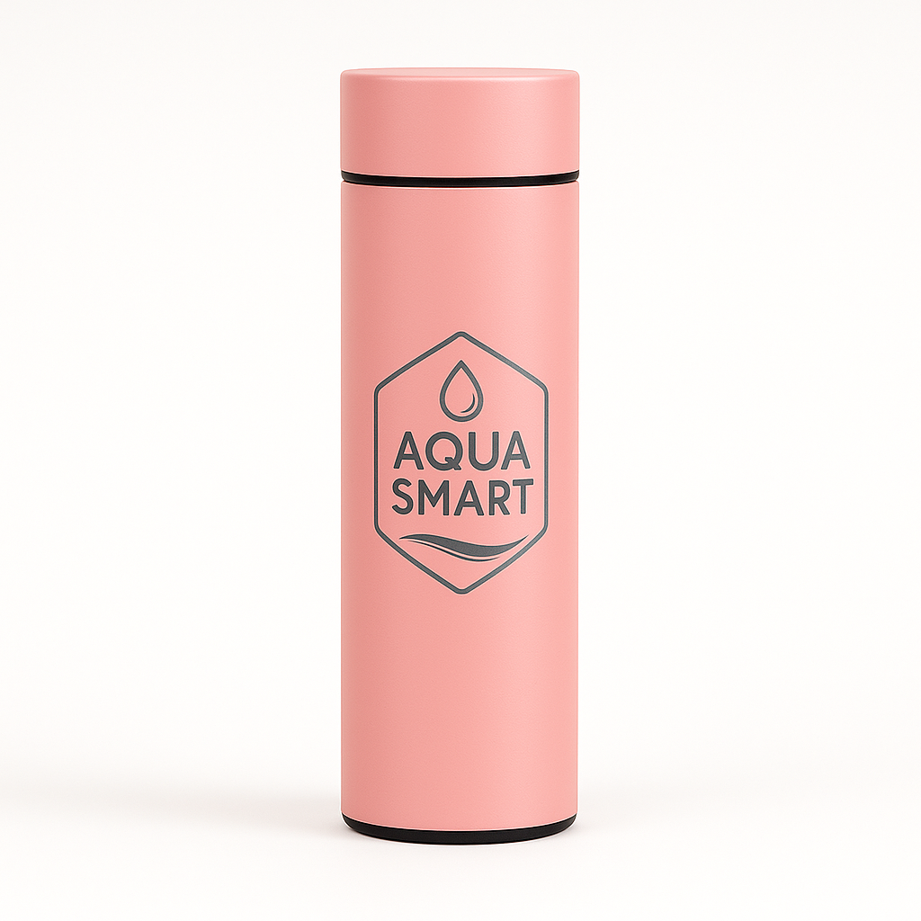 AquaSmart Roze - Slimme RVS Waterfles met LED-display - 500mL