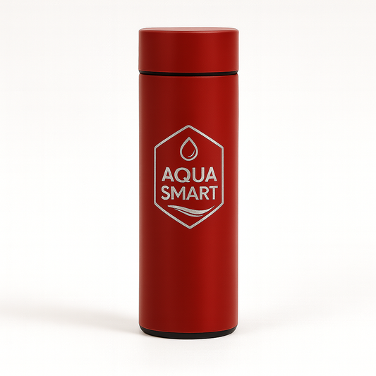 AquaSmart Rood - Slimme RVS Waterfles met LED-display - 500mL