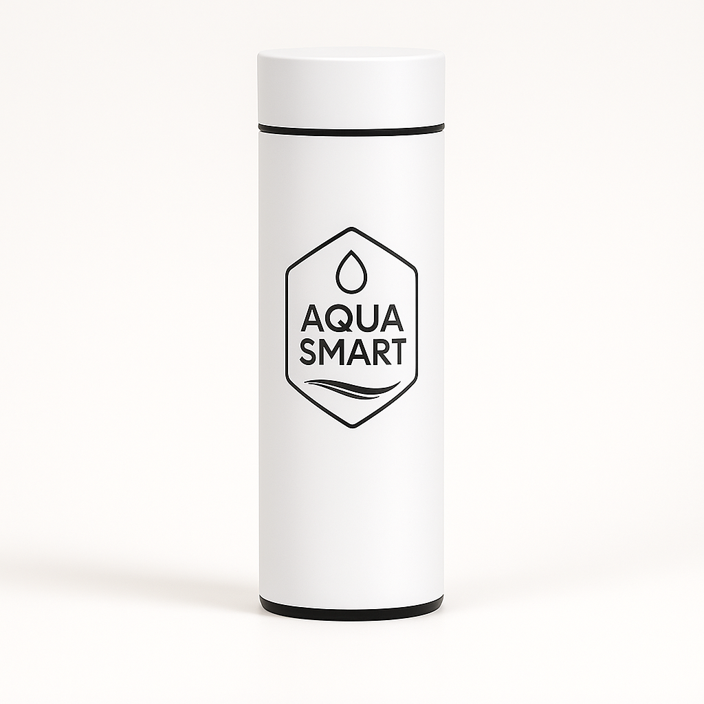 AquaSmart Wit - Slimme RVS Waterfles met LED-display - 500mL