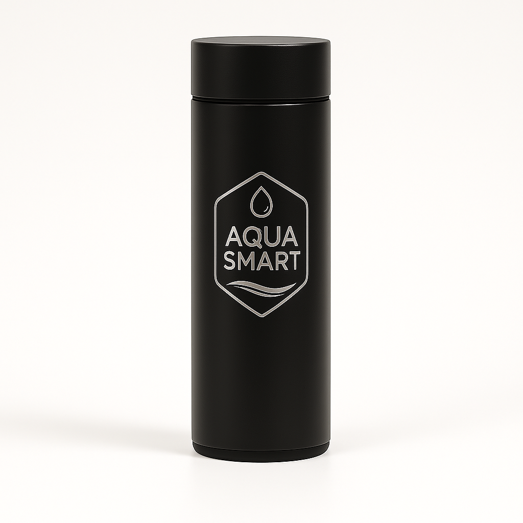 AquaSmart Zwart - Slimme RVS Waterfles met LED-display - 500mL