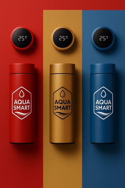 AquaSmart Goud - Slimme RVS Waterfles met LED-display - 500mL