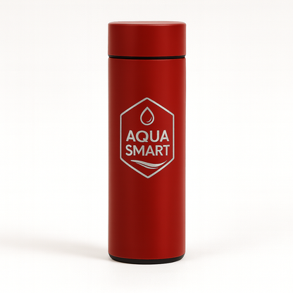 AquaSmart Rood - Slimme RVS Waterfles met LED-display - 500mL