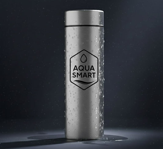 AquaSmart Zilver - Slimme RVS Waterfles met LED-display - 500mL