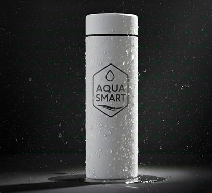 AquaSmart White - Botella de agua inteligente de acero inoxidable con pantalla LED - 500 ml