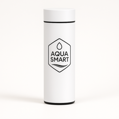 AquaSmart Wit - Slimme RVS Waterfles met LED-display - 500mL