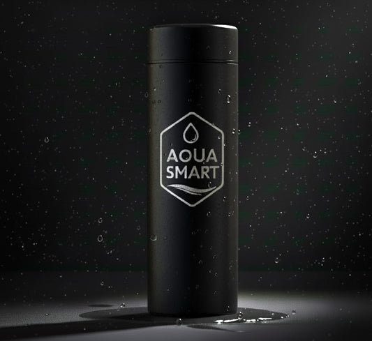 AquaSmart Zwart - Slimme RVS Waterfles met LED-display - 500mL
