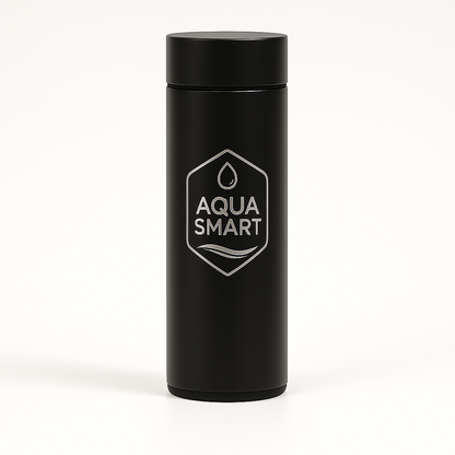 AquaSmart Zwart - Slimme RVS Waterfles met LED-display - 500mL
